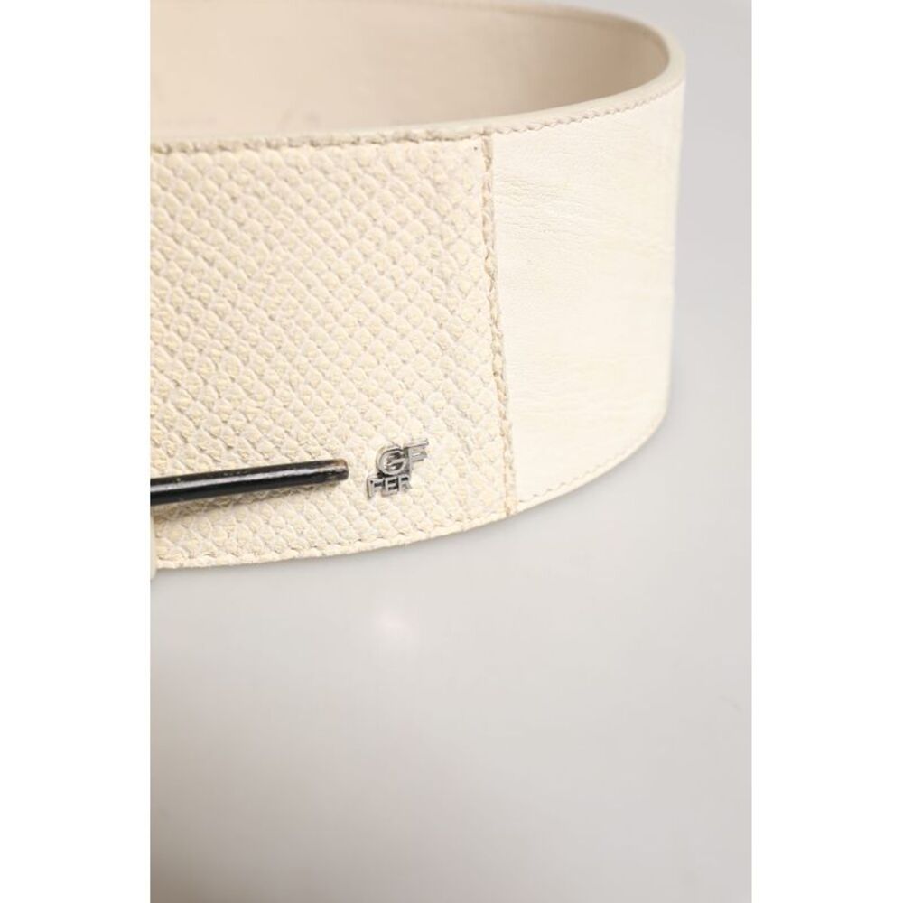 GF Ferre Off White Waxed Cotton Wide Fashion Waistband Women's Belt